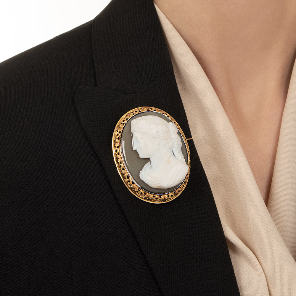 Victorian Hardstone Cameo Brooch - 5