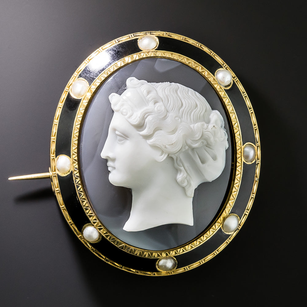 Victorian Hardstone Cameo Brooch - 5