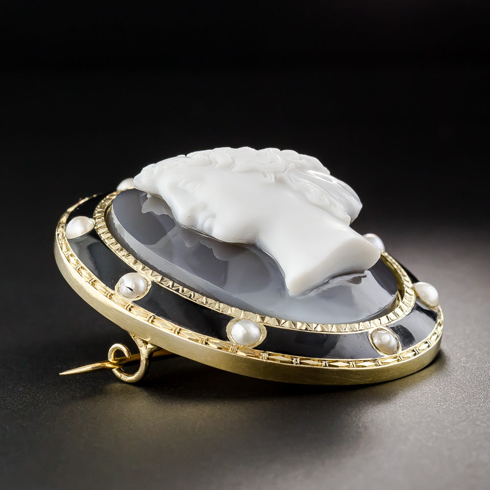 Victorian Hardstone Cameo Brooch - 7