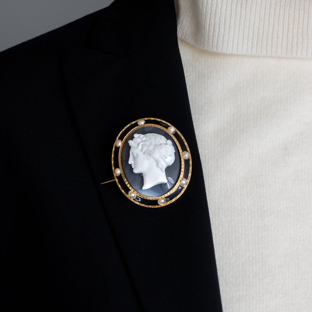 Victorian Hardstone Cameo Brooch - 9