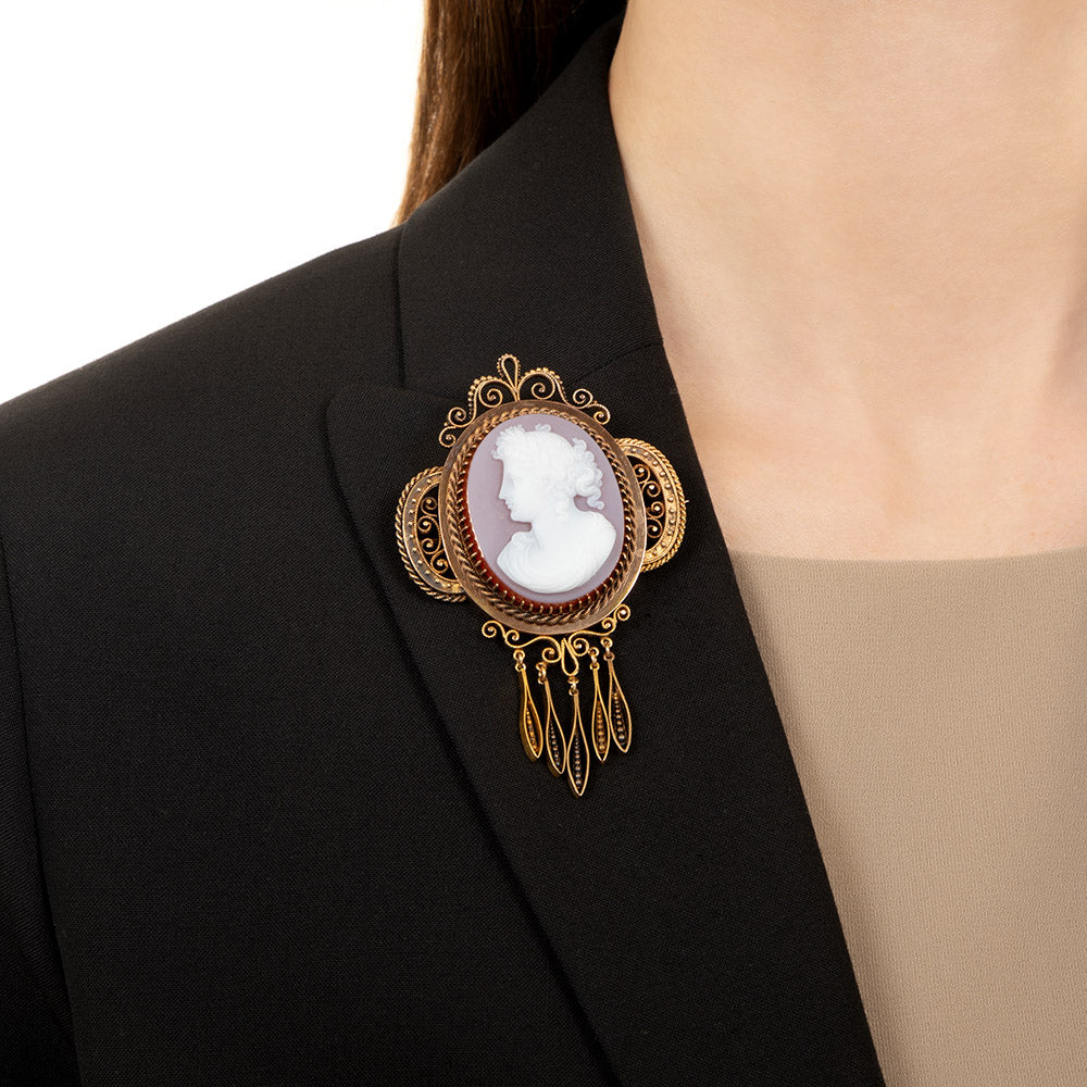 Victorian Hardstone Cameo Brooch/Pendant - 10