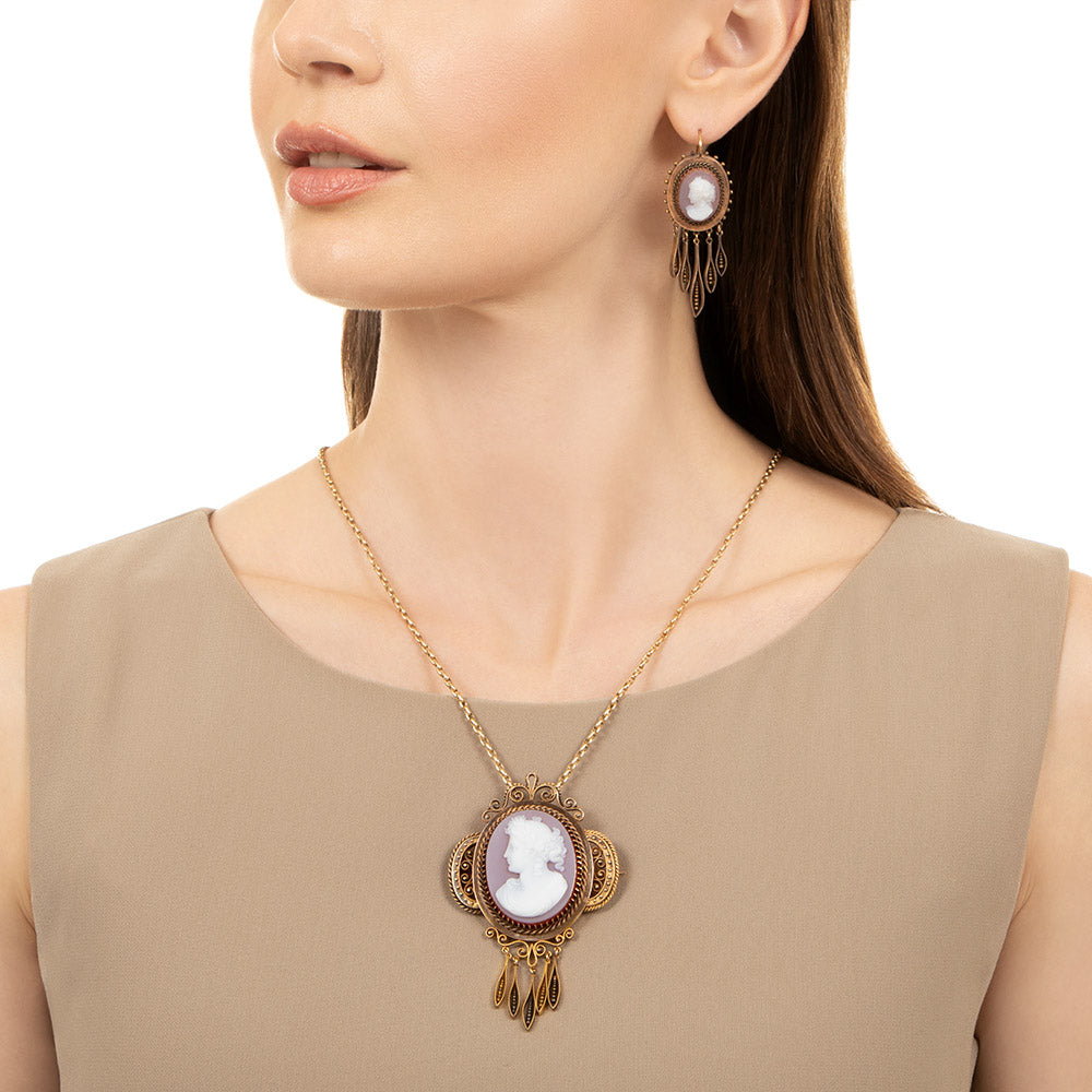 Victorian Hardstone Cameo Brooch/Pendant - 9