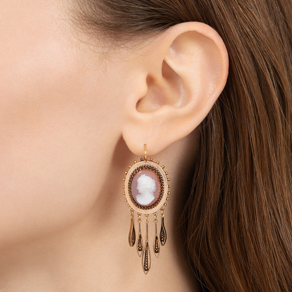 Victorian Hardstone Cameo Earrings - 11
