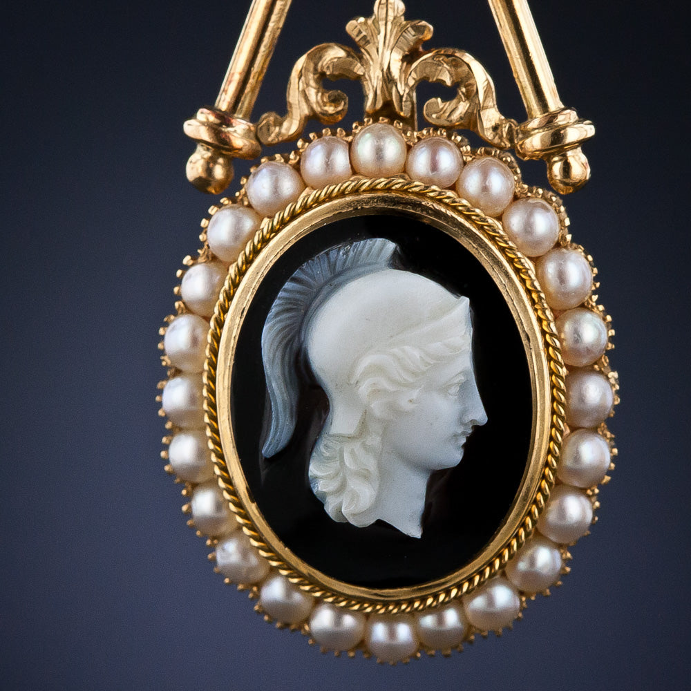 Victorian Hardstone Centurion Cameo Drop Earrings - 7
