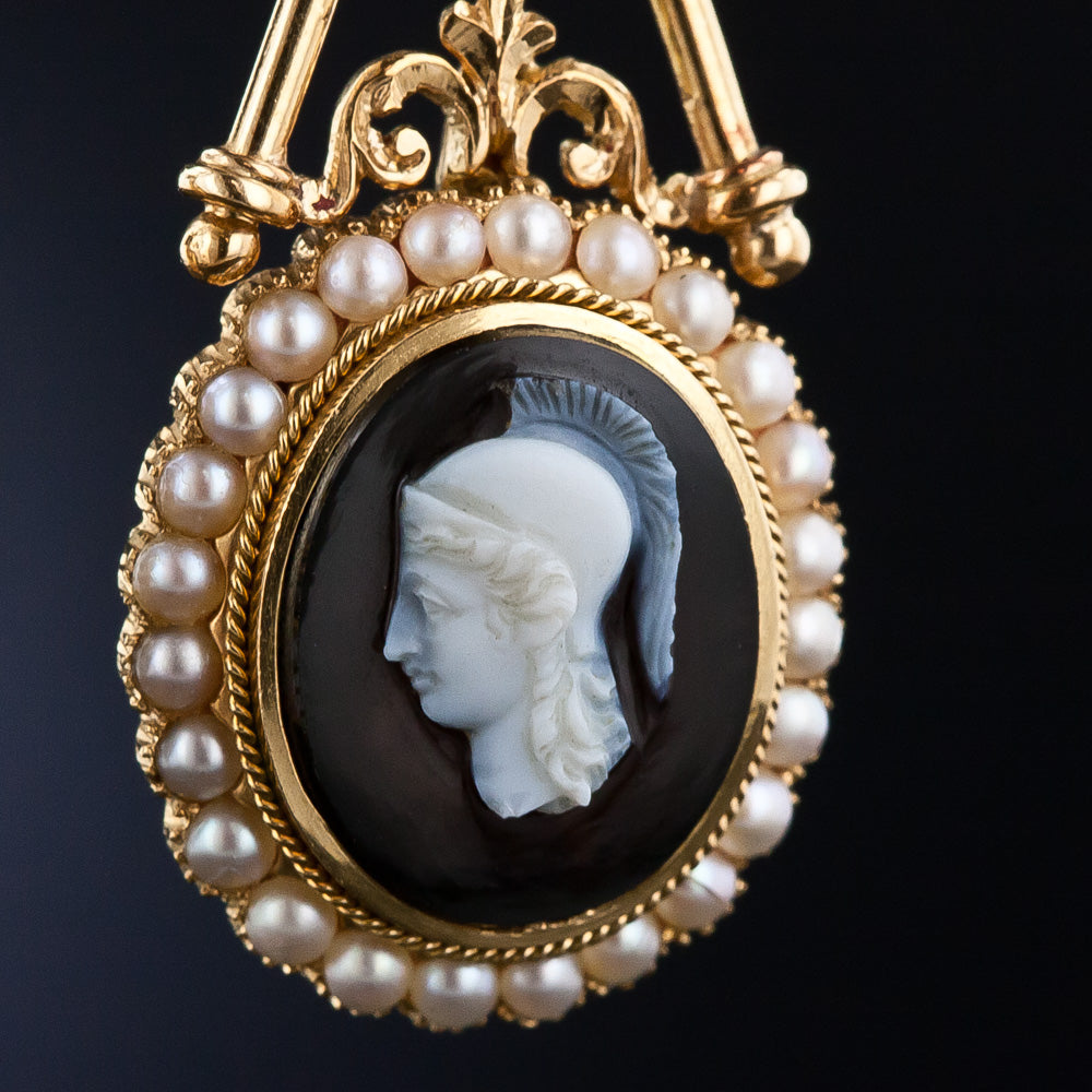 Victorian Hardstone Centurion Cameo Drop Earrings - 8