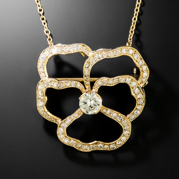 Victorian-Inspired Diamond Pansy Pendant/Brooch