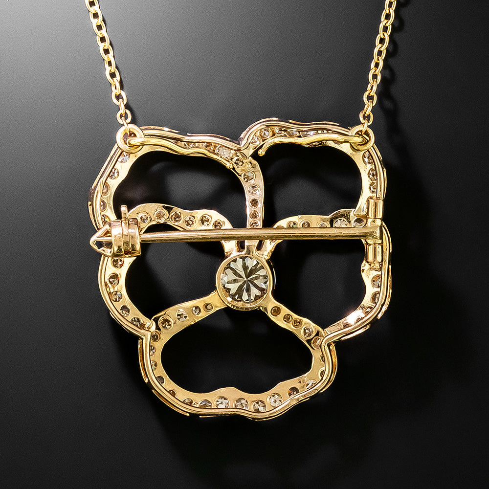 Victorian-Inspired Diamond Pansy Pendant/Brooch - 3