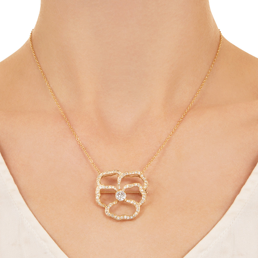 Victorian-Inspired Diamond Pansy Pendant/Brooch - 4