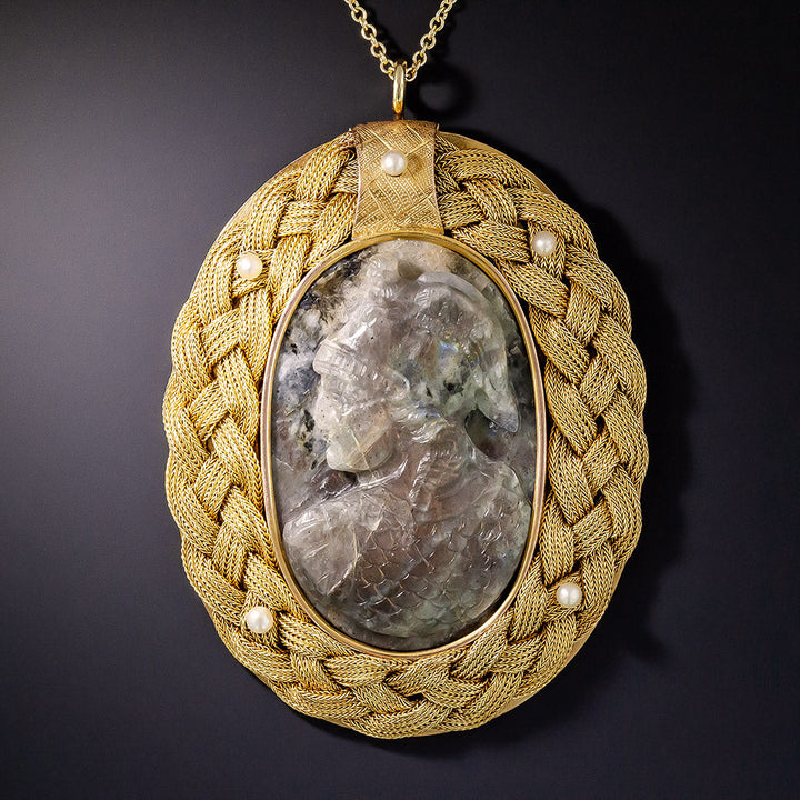 Victorian Labradorite Cameo Pendant