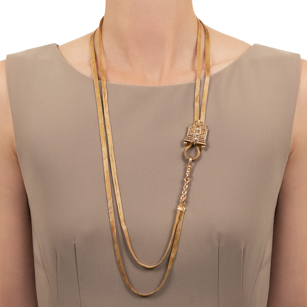 Victorian Lariat Slide Necklace, 60 Inches - 4