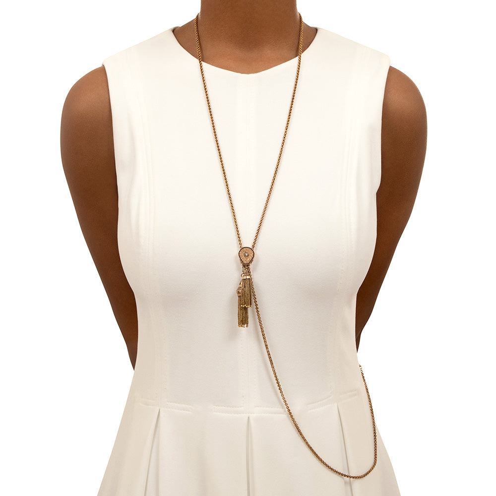 Victorian Long Double Tassel Slide Necklace - 3