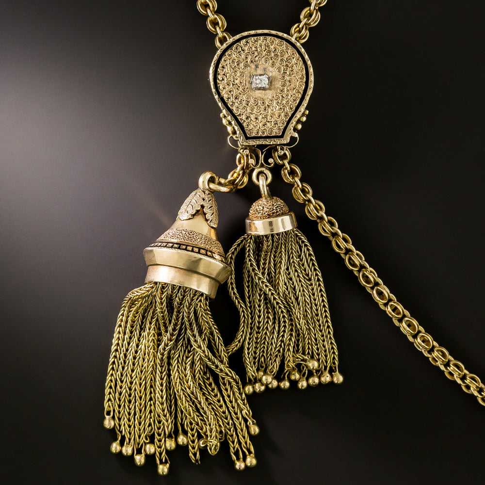 Victorian Long Double Tassel Slide Necklace - 3