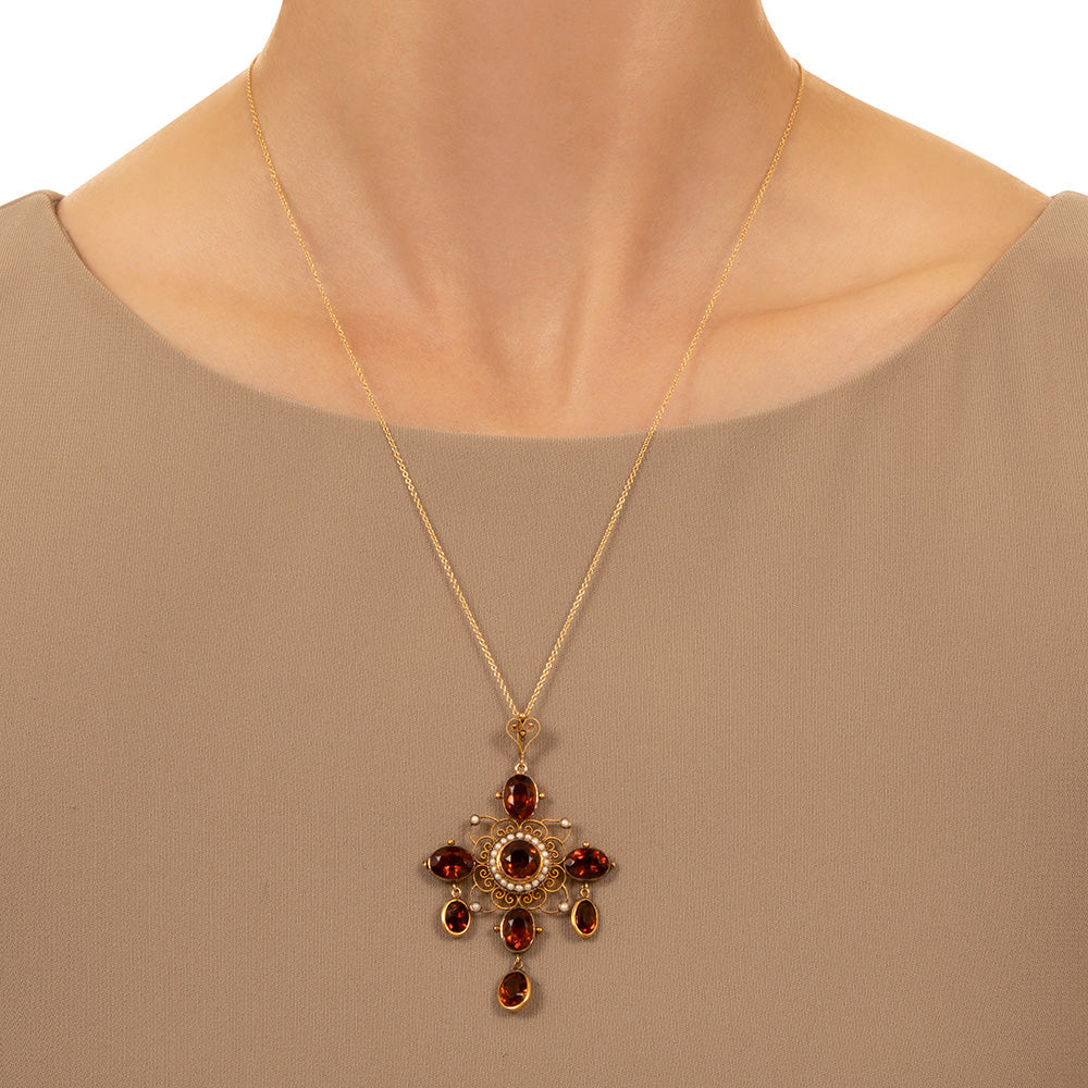 Victorian Madeira Citrine Pendant Necklace - 3