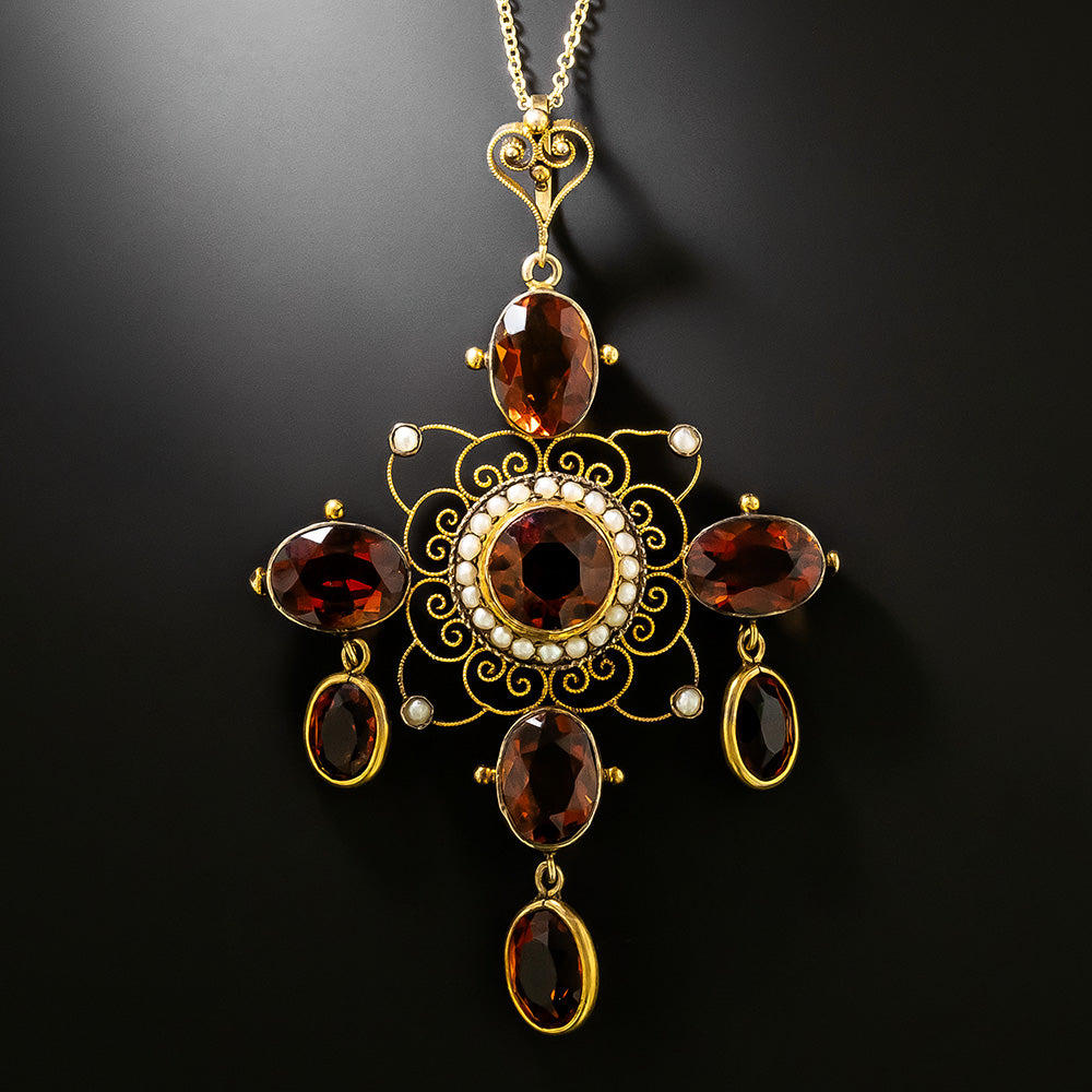 Victorian Madeira Citrine Pendant Necklace - 2