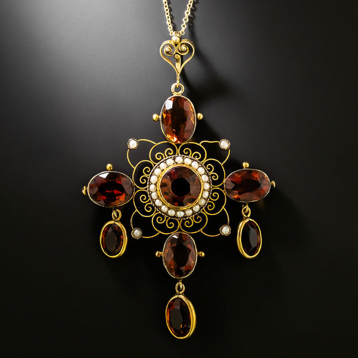 Victorian Madeira Citrine Pendant Necklace