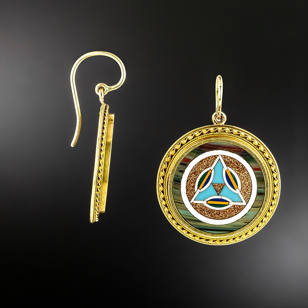 Victorian Mosaic Glass Earring and Brooch Set - 6