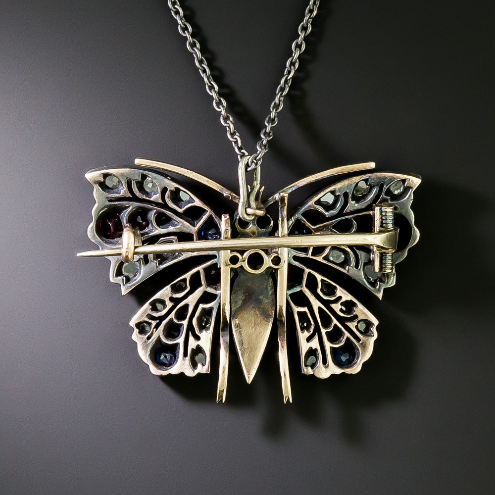 Victorian Multi-Stone Butterfly Pendant / Brooch - 2