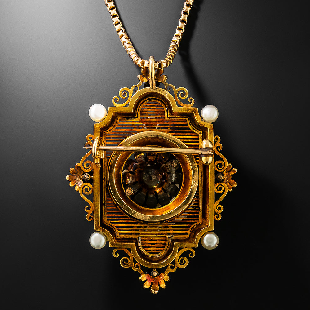 Victorian Natural Pearl and Diamond Pendant/Brooch - 3
