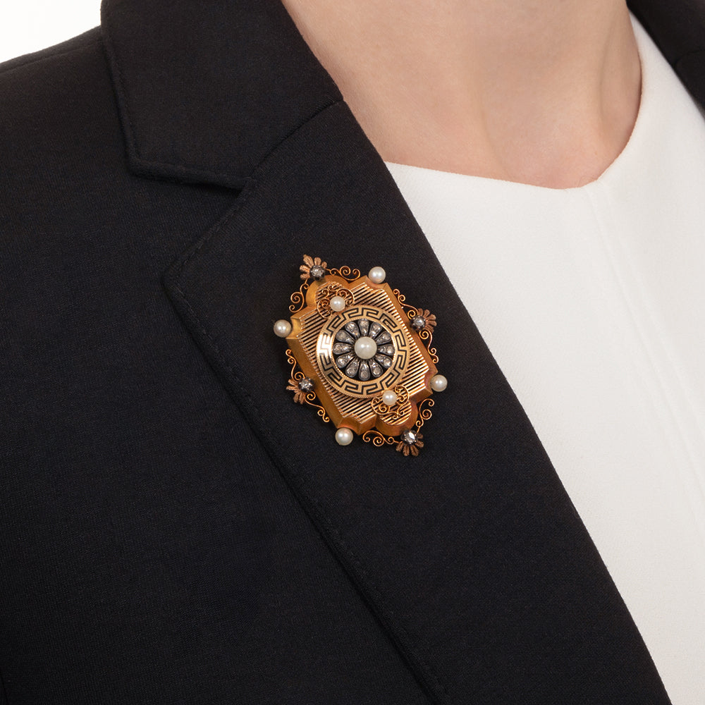Victorian Natural Pearl and Diamond Pendant/Brooch - 5