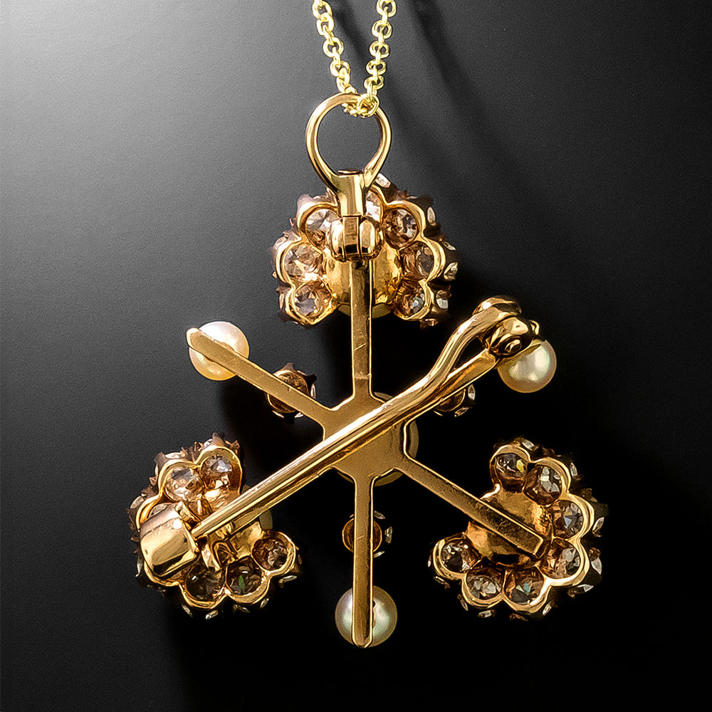 Victorian Natural Pearl and Diamond Pendant/Brooch - 5