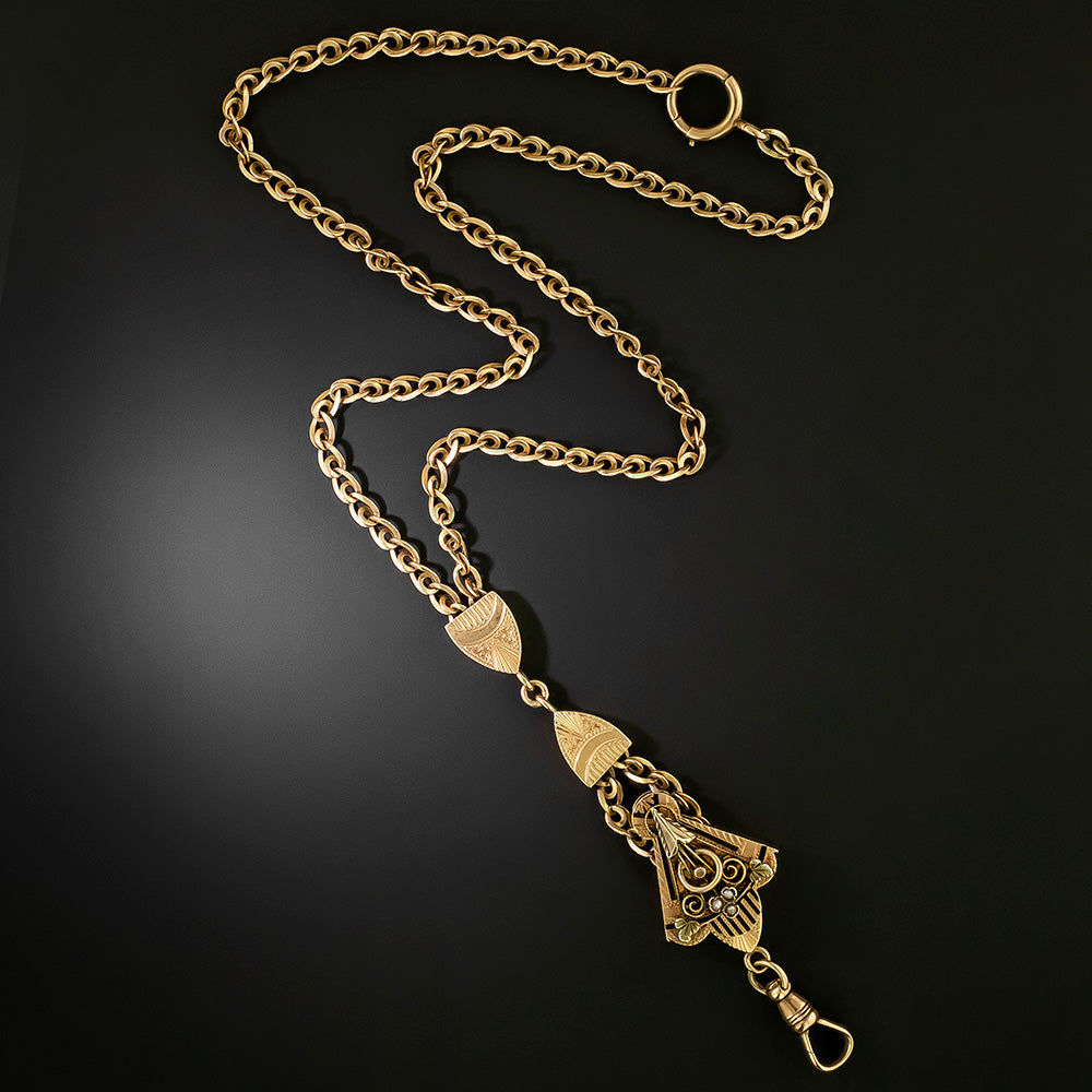 Victorian Natural Pearl and Enamel Slide Necklace - 2