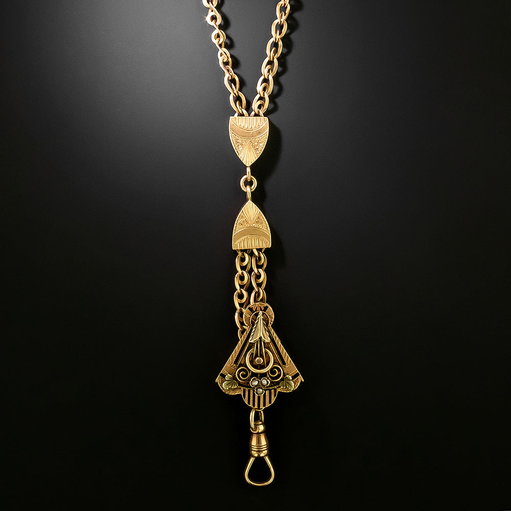 Victorian Natural Pearl and Enamel Slide Necklace - 3