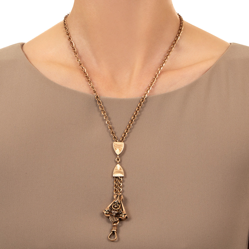 Victorian Natural Pearl and Enamel Slide Necklace - 4