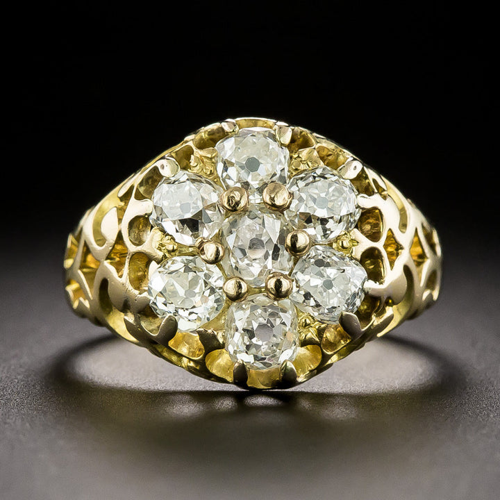 Victorian Old Mine-Cut Diamond Cluster Ring
