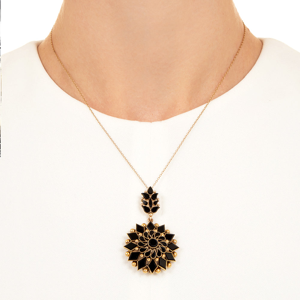 Victorian Onyx Starburst Pendant, United Kingdom - 4