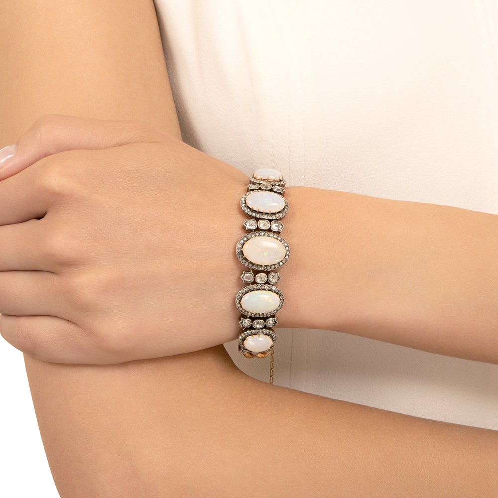 Victorian Opal and Diamond Link Bracelet - 3