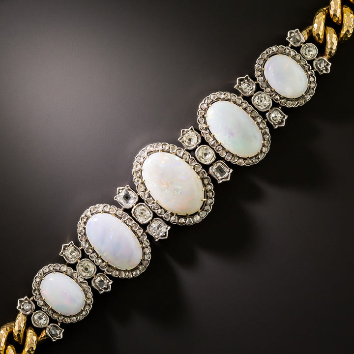 Victorian Opal and Diamond Link Bracelet