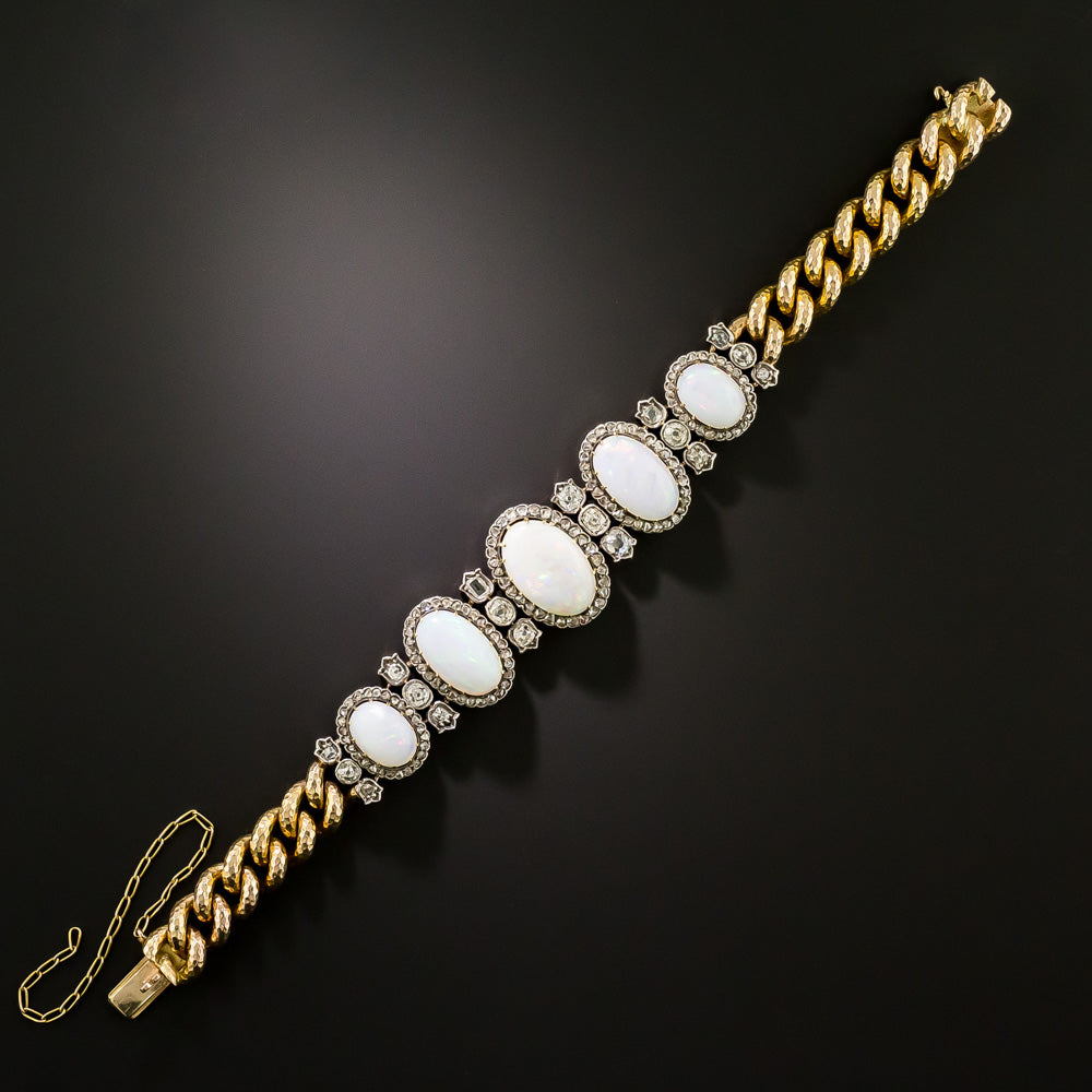 Victorian Opal and Diamond Link Bracelet - 3