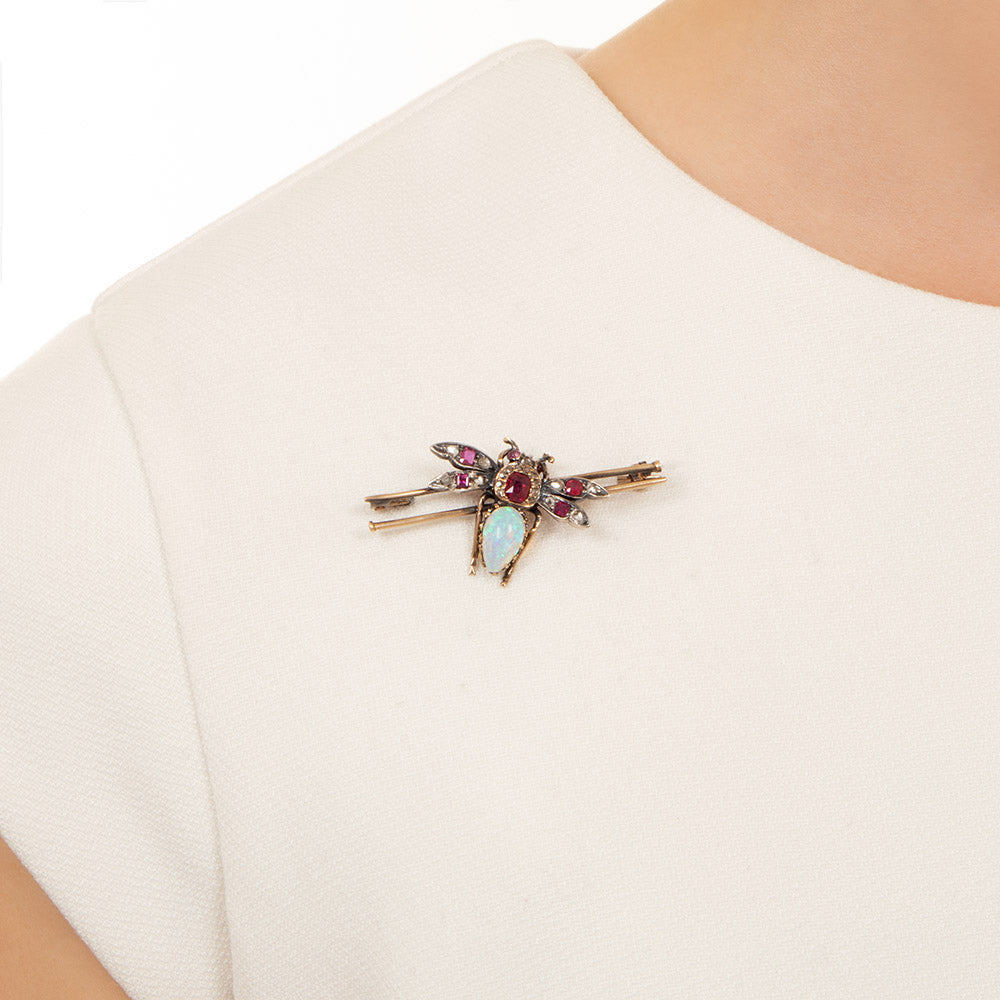Victorian Opal, Ruby and Diamond Bee - 3