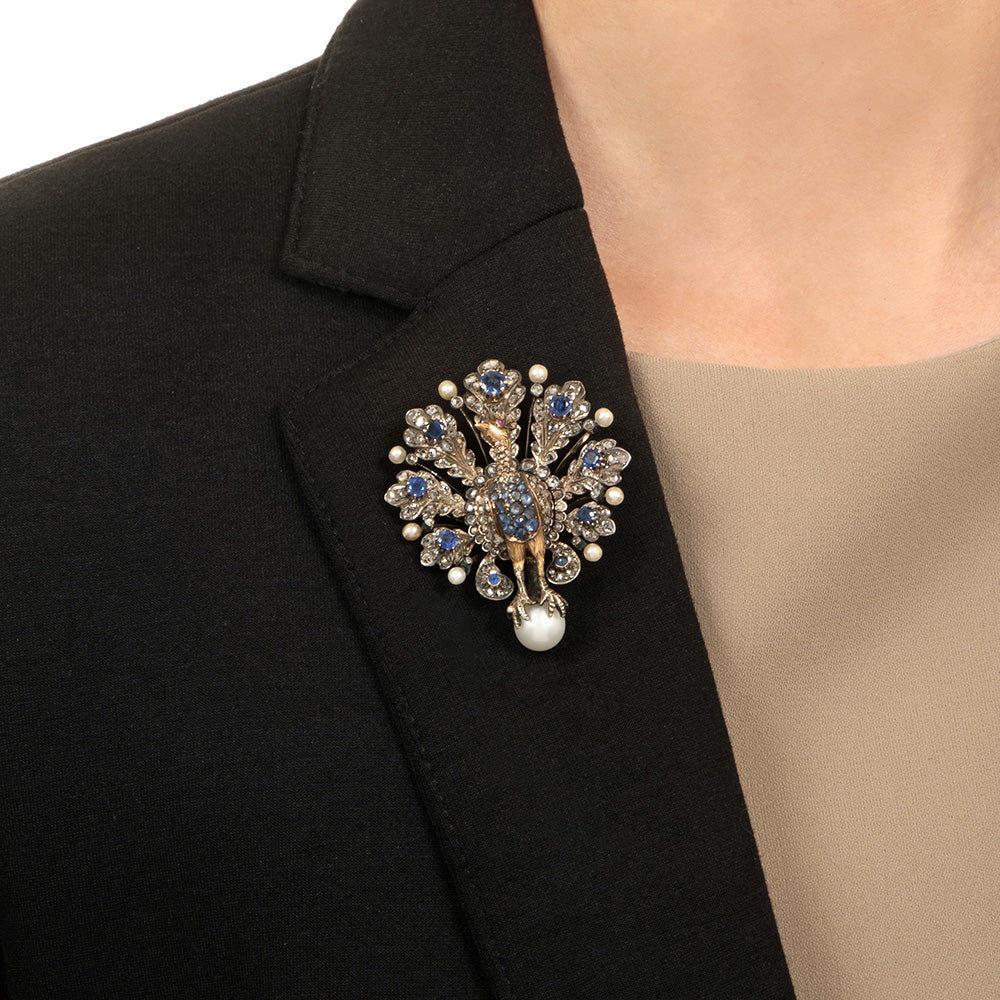 Victorian Peacock Brooch/Pendant - 5
