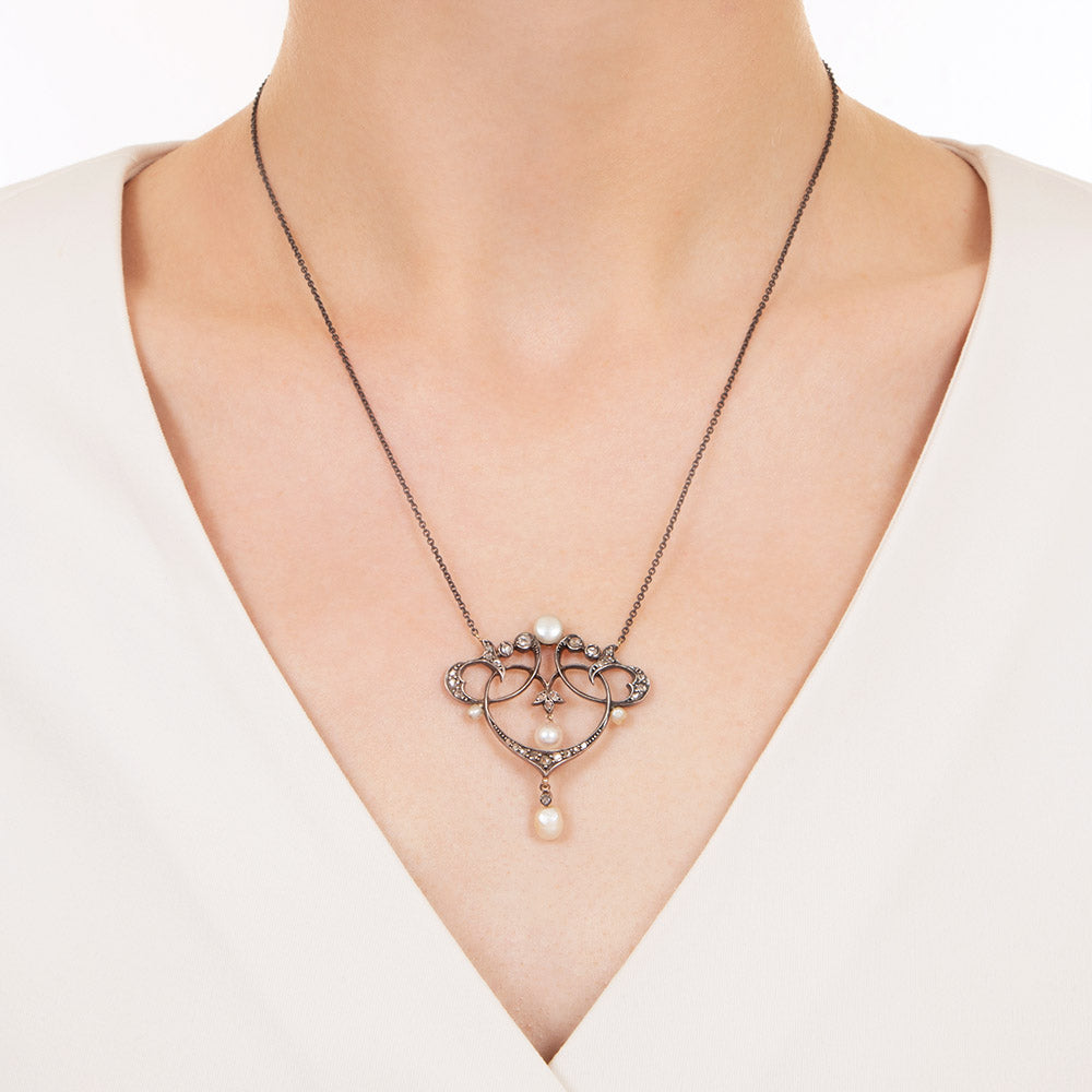 Victorian Pearl and Diamond Pendant - 3