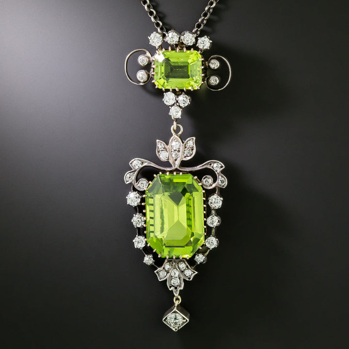 Victorian Peridot and Diamond Pendant
