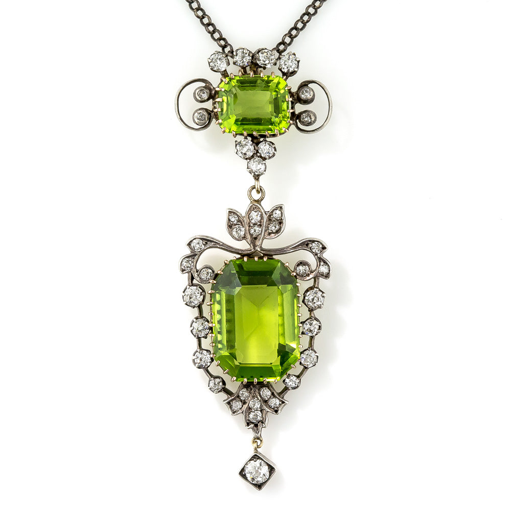 Victorian Peridot and Diamond Pendant - 2