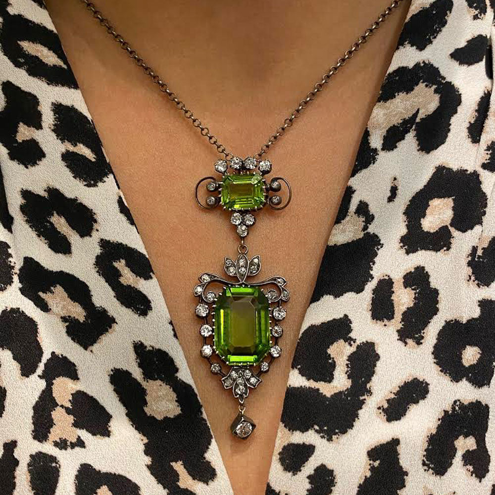 Victorian Peridot and Diamond Pendant - 6