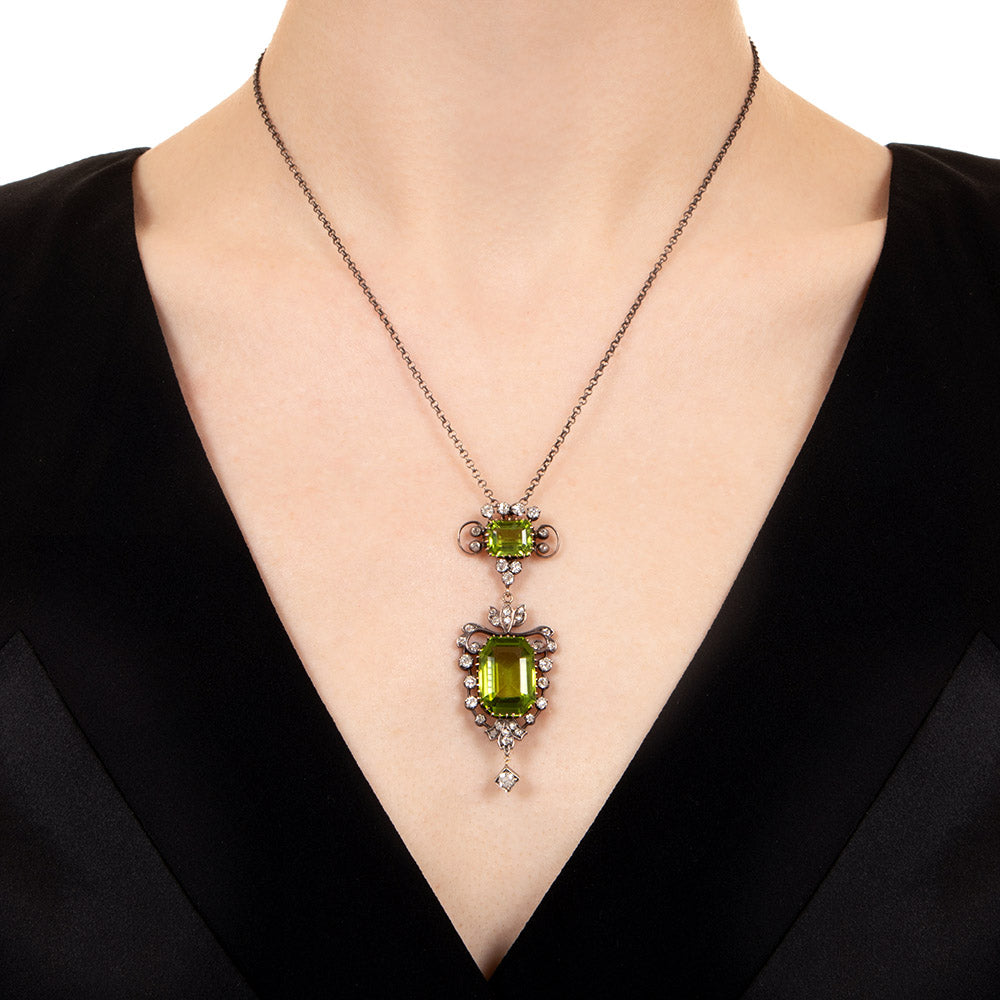 Victorian Peridot and Diamond Pendant - 7