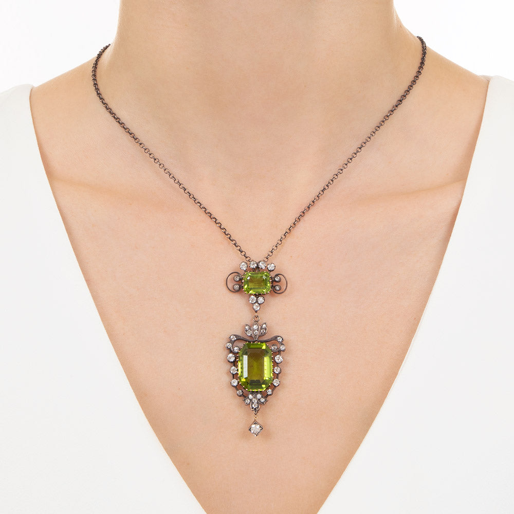 Victorian Peridot and Diamond Pendant - 8