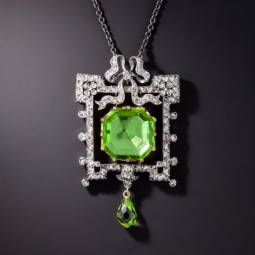 Victorian Peridot and Rose-Cut Diamond Pendant - 1