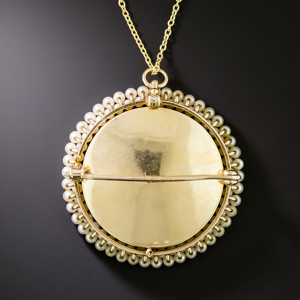 Victorian Portrait Miniature in Pearl Frame Pin/Pendant by Heintz Brothers - 3