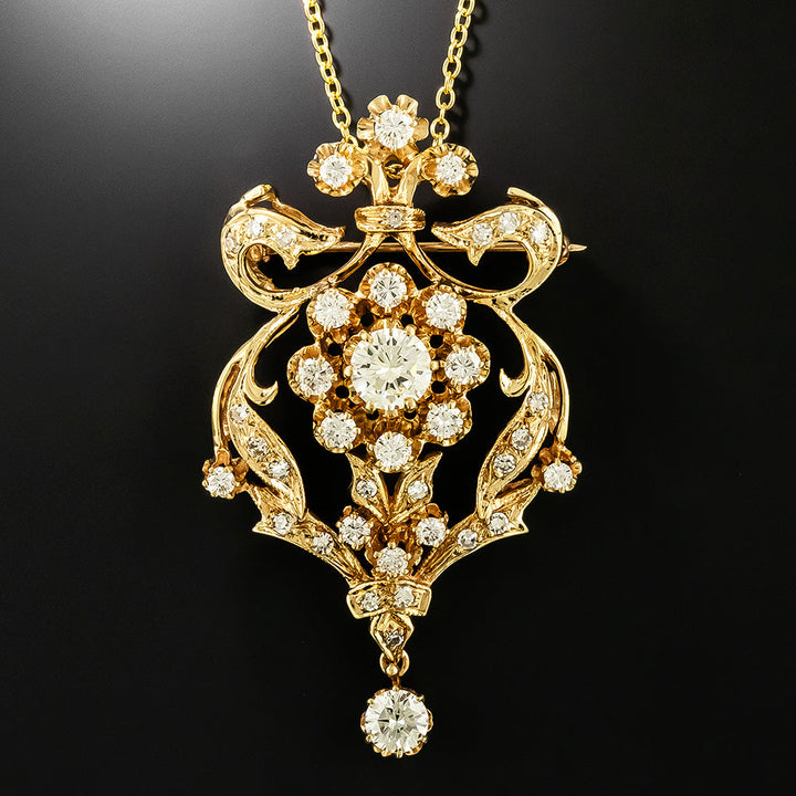 Victorian Retrospective Diamond Necklace/Brooch