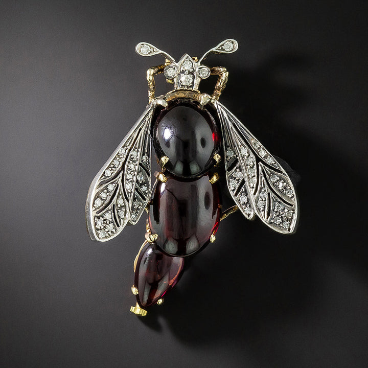 Victorian Retrospective Garnet and Diamond Bug Brooch