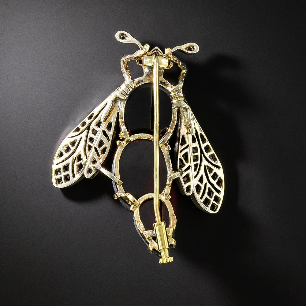 Victorian Retrospective Garnet and Diamond Bug Brooch - 3
