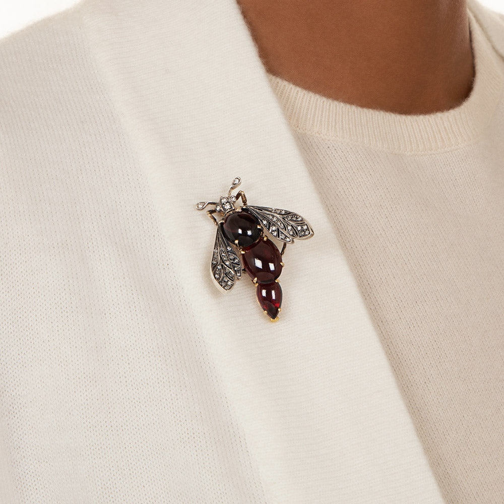 Victorian Retrospective Garnet and Diamond Bug Brooch - 4