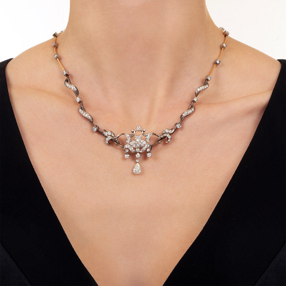 Victorian Revival Diamond Ribbon Necklace - 5