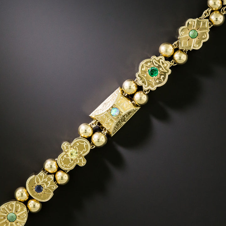 Victorian Revival Multi-Gemstone Slide Bracelet