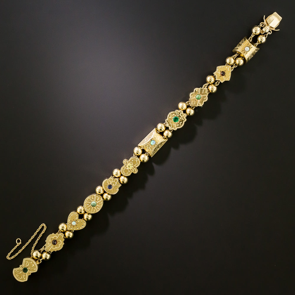 Victorian Revival Multi-Gemstone Slide Bracelet - 3