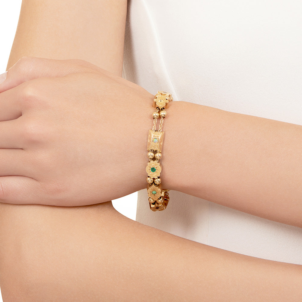 Victorian Revival Multi-Gemstone Slide Bracelet - 4